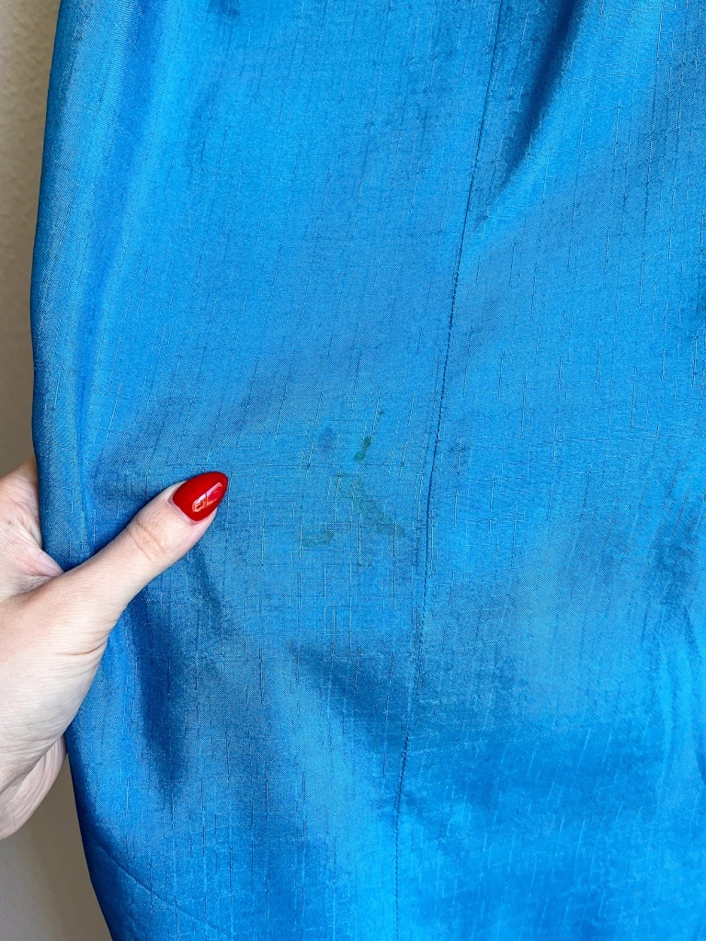 Vintage 1970s Teal Silk Dress With Tie (M) - Picture 9 of 15